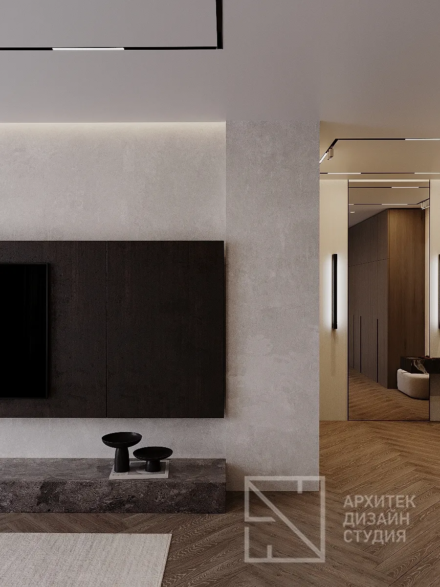 Дизайн интерьера квартиры в г. Абакан по ул. Авиаторов 1В/2 - Гостиная-кухня - Фото 12